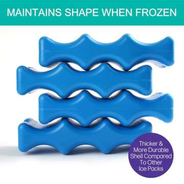 Ice Packs for Coolers, Breastmilk Bottle Storage, Lunch Box, Insulated Bags, 4-Pack Contoured Freezer Packs, Long Lasting Reusable Cool Packs for Canned Beer Soda, Camping Beach Picnic