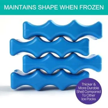 Ice Packs for Coolers, Breastmilk Bottle Storage, Lunch Box, Insulated Bags, 4-Pack Contoured Freezer Packs, Long Lasting Reusable Cool Packs for Canned Beer Soda, Camping Beach Picnic