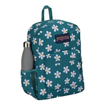 JanSport Cross Town Backpack 17" x 12.5" x 6" - Simple Bag for Everyone with 1 Main Compartment, Front Utility Pocket - Premium Class Accessories - Precious Petals
