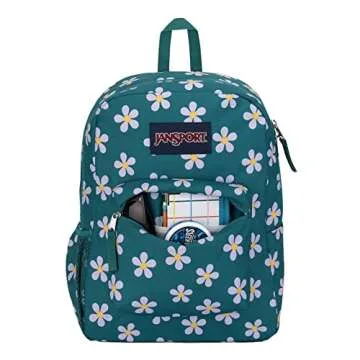 JanSport Cross Town Backpack 17" x 12.5" x 6" - Simple Bag for Everyone with 1 Main Compartment, Front Utility Pocket - Premium Class Accessories - Precious Petals