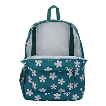 JanSport Cross Town Backpack 17" x 12.5" x 6" - Simple Bag for Everyone with 1 Main Compartment, Front Utility Pocket - Premium Class Accessories - Precious Petals
