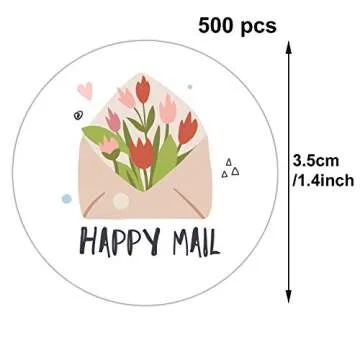 Happy Mail Stickers, Small Business Stickers, Stickers for Packages, Thank You for Your Order Stickers for Business Online Shop Owners, 500 Stickers per roll, 6 Chic Designs.