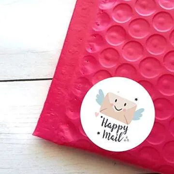Happy Mail Stickers, Small Business Stickers, Stickers for Packages, Thank You for Your Order Stickers for Business Online Shop Owners, 500 Stickers per roll, 6 Chic Designs.