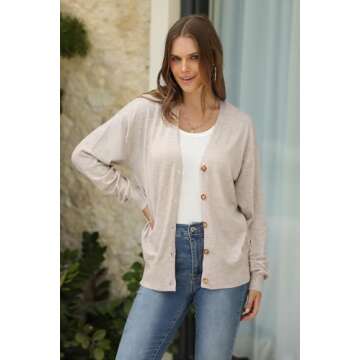 Arach&Cloz 2025 Wool Blended Cardigan Sweaters for Women Spring Fashion Lightweight Button Clothes B...