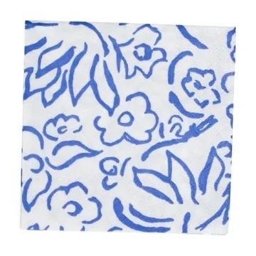 Elegant Caspari Matisse Paper Cocktail Napkins in Blue