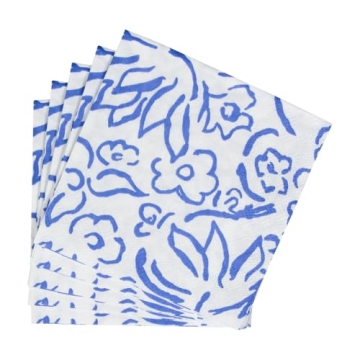 Elegant Caspari Matisse Paper Cocktail Napkins in Blue