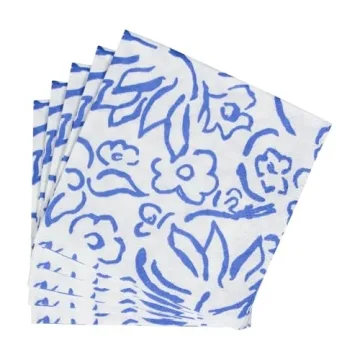 Elegant Caspari Matisse Paper Cocktail Napkins in Blue