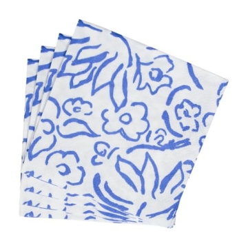 Elegant Caspari Matisse Paper Cocktail Napkins in Blue