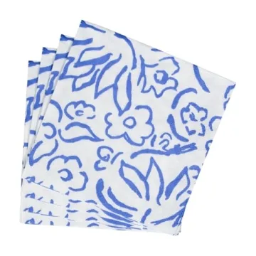 Elegant Caspari Matisse Paper Cocktail Napkins in Blue