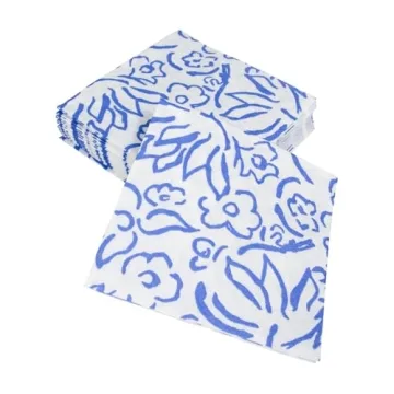 Elegant Caspari Matisse Paper Cocktail Napkins in Blue