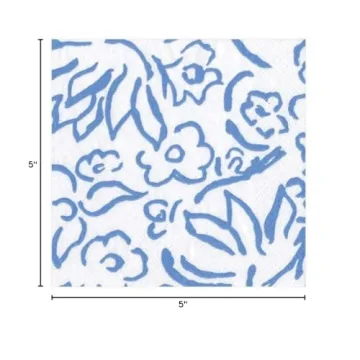Elegant Caspari Matisse Paper Cocktail Napkins in Blue