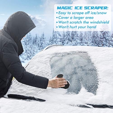 Magical Ice Scrapers for Car Windshield - 2 Pack Cone Magic Car Ice Scraper with Funnel, Round Snow Scraper