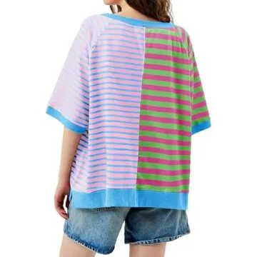 Tankaneo Women’s Oversized Color Block T-Shirt for 2025