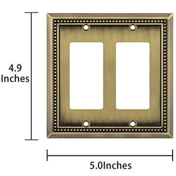 Henne Bery Sunken Pearls Heavy Duty Decorative Wall Plate Switch Plate Outlet Cover (Double Decorator, Antique Brass)