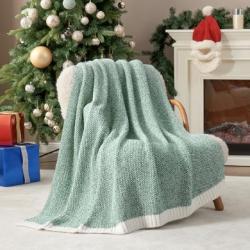 Snuggle Sac Christmas Green Blanket, Ultra Soft Xmas Blankets for Couch, Cozy Warm Knit Fuzzy Plush ...