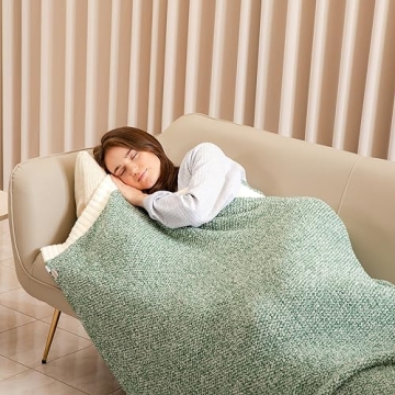 Snuggle Sac Christmas Green Blanket, Ultra Soft Xmas Blankets for Couch, Cozy Warm Knit Fuzzy Plush Throws Blanket for Sofa, Bed,Living Room, Heather Green, 50x60 inches