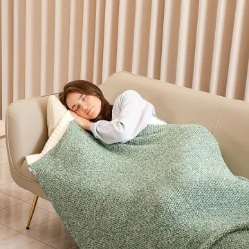 Snuggle Sac Christmas Green Blanket, Ultra Soft Xmas Blankets for Couch, Cozy Warm Knit Fuzzy Plush Throws Blanket for Sofa, Bed,Living Room, Heather Green, 50x60 inches