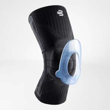 Bauerfeind Sports Knee Support - Knee Brace for Athletes with Medical Grade Compression - Stabilization and Patellar Knee Pad (Black/Blue, M)