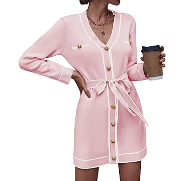 Pink Queen Long Cardigan Sweater Dress for Winter Style