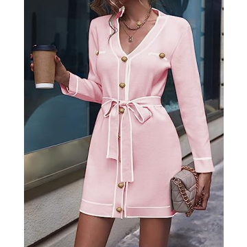 Pink Queen Long Cardigan Sweater Dress for Winter Style