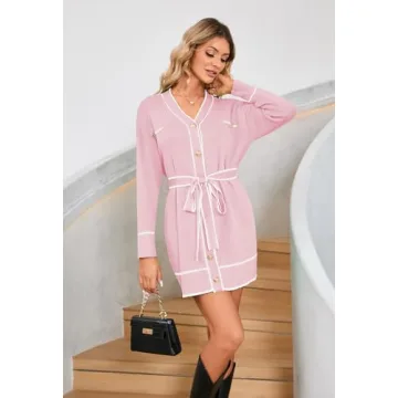 Pink Queen Long Cardigan Sweater Dress for Winter Style