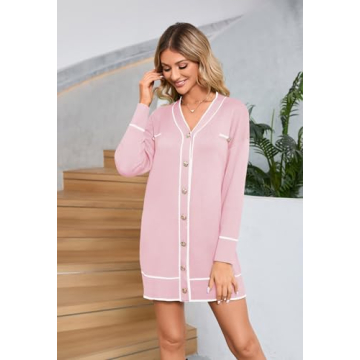 Pink Queen Long Cardigan Sweater Dress for Winter Style