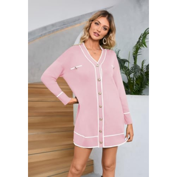 Pink Queen Long Cardigan Sweater Dress for Winter Style