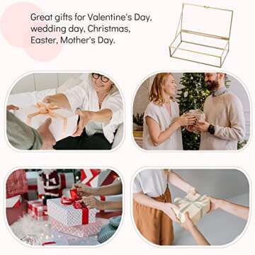 AMGSH 7.8" Golden Vintage Glass Keepsake Box | Glass Jwelry Lidded Box Decorative Glass Boxes for Display,Clear Rectangle Box Rings Bracelet Earring Organizer (7.8 x 4.3 x 2.3inch)