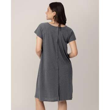 Kindred Bravely Universal 3-in-1 Labor and Delivery Gown for Hospital, Postpartum Nursing (Grey Heather, S-M-L)