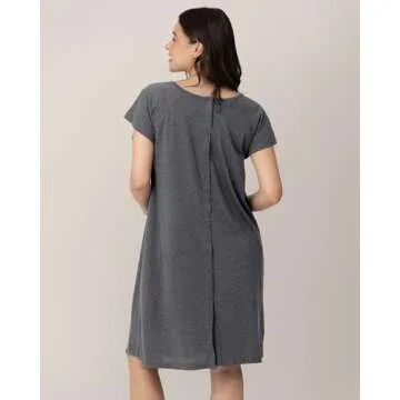 Kindred Bravely Universal 3-in-1 Labor and Delivery Gown for Hospital, Postpartum Nursing (Grey Heather, S-M-L)