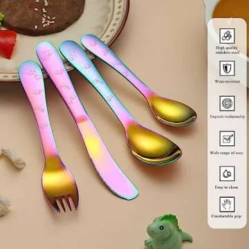 Evanda Rainbow Toddler Utensils Set - Durable Kids Cutlery