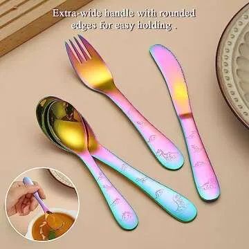 Evanda Rainbow Toddler Utensils Set - Durable Kids Cutlery
