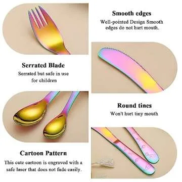 Evanda Rainbow Toddler Utensils Set - Durable Kids Cutlery