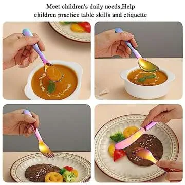 Evanda Rainbow Toddler Utensils Set - Durable Kids Cutlery