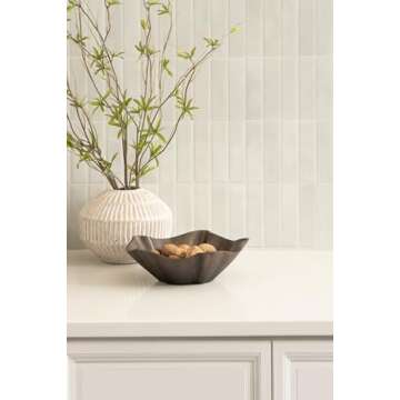 Kate and Laurel Flutte Scalloped Decorative Metal Serving Bowl, 10 x 10 x 3, Bronze, Modern Wavy Fruit Bowl for Kitchen Counter or Use as Tabletop Storage for an Entryway Table