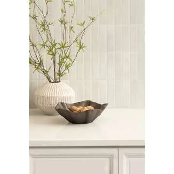 Kate and Laurel Flutte Scalloped Decorative Metal Serving Bowl, 10 x 10 x 3, Bronze, Modern Wavy Fruit Bowl for Kitchen Counter or Use as Tabletop Storage for an Entryway Table