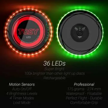 TOSY LED Frisbee - Bright, Smart & Rechargeable Flying Disc