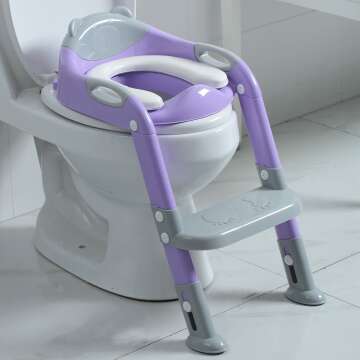 Potty Training Seat Ladder for Toddlers - Gray/Purple