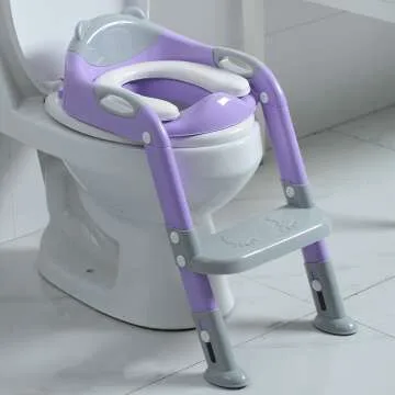 Potty Training Seat Ladder for Toddlers - Gray/Purple