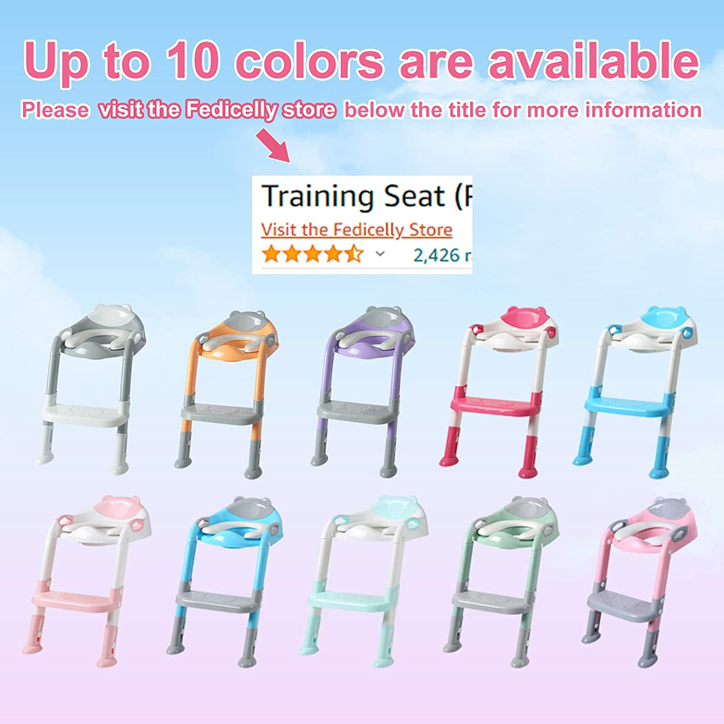 Potty Training Seat Ladder for Toddlers - Gray/Purple