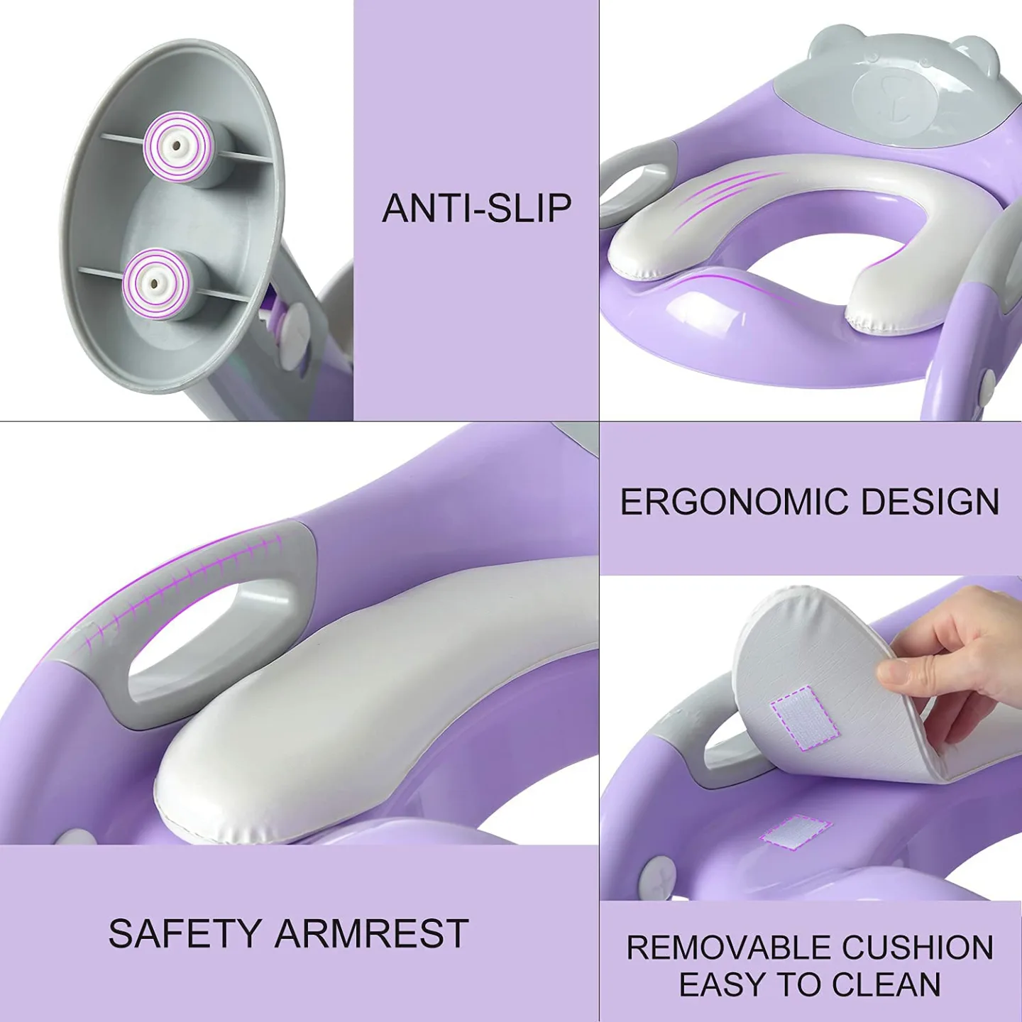 Potty Training Seat Ladder for Toddlers - Gray/Purple