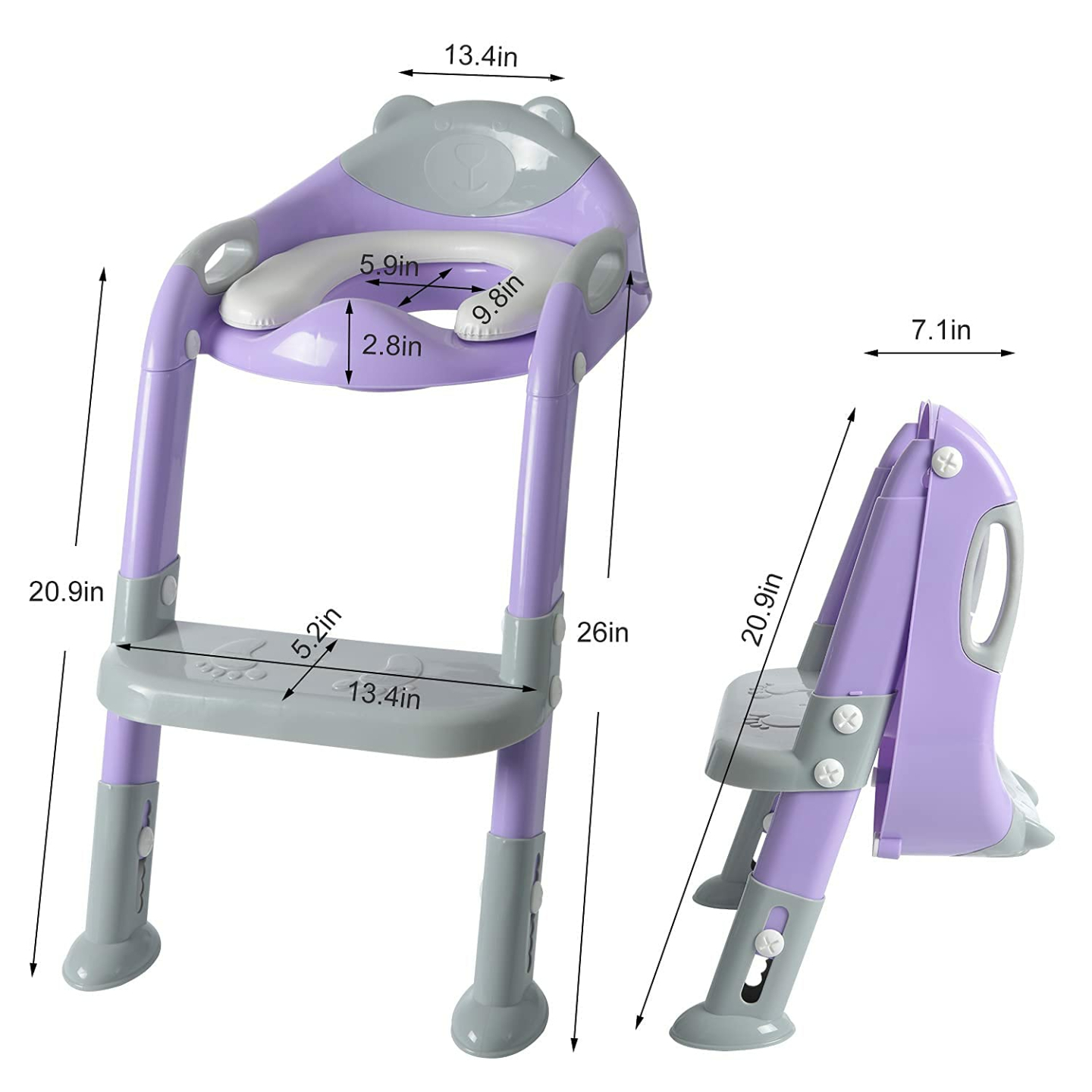 Potty Training Seat Ladder for Toddlers - Gray/Purple
