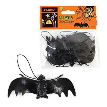 FLOMO Halloween Mini Plastic Hanging Bats Decorations Indoor Party Favors for Kids Trick or Treat