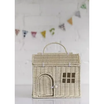 Rool Rattan House Basket Toy Storage for Kids
