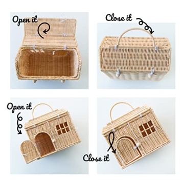 Rool Rattan House Basket Toy Storage for Kids
