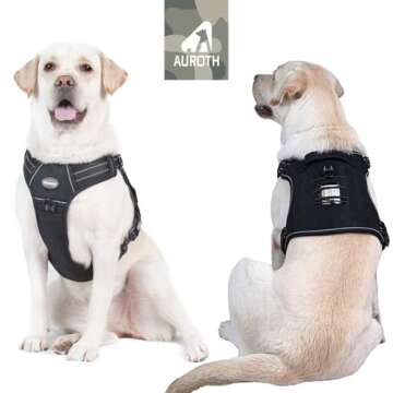 Auroth Tactical Harness for Large Dogs - Adjustable No Pull Vest for K9 Training and Outdoor Adventu...