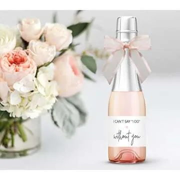 Bridesmaid Mini Champagne Labels ● SET of 10 ● Bridesmaid Proposal, I can't say I Do without you Will You Be My Maid of Honor Ask Bridal Party Groomsman Wine Stickers Bride Tribe Label M200-IDO-10