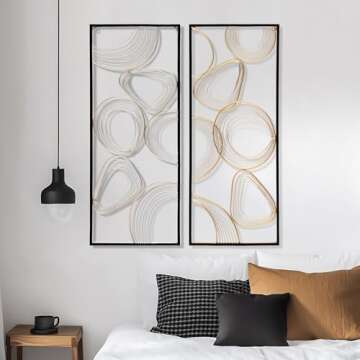 LuxenHome Large Gold and Silver Metal Wall Art Set