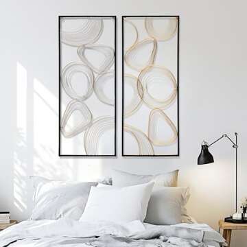 LuxenHome Large Gold and Silver Metal Wall Art Set