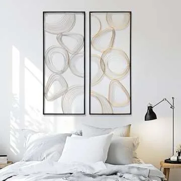 LuxenHome Large Gold and Silver Metal Wall Art Set